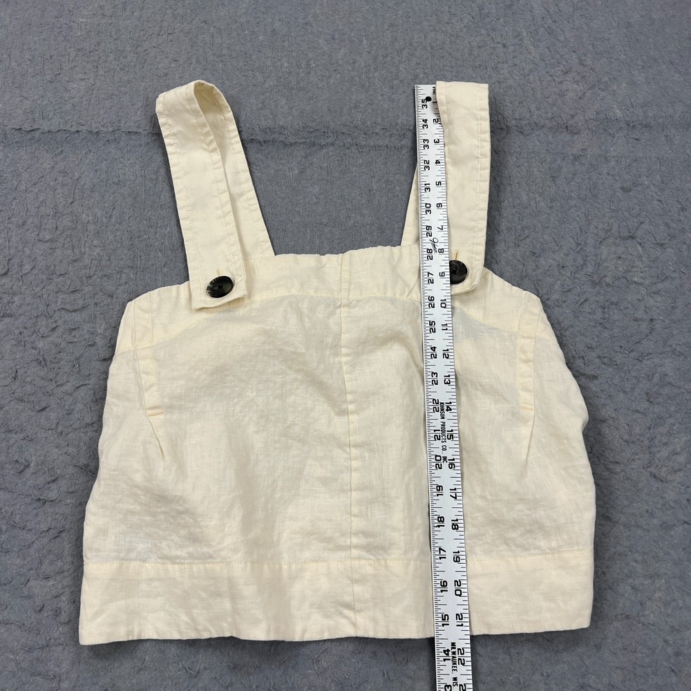 Everlane Top Women's 4 Ivory 100% Linen Woven Apron Tank Button Sleeveless Shirt - Picture 3 of 11
